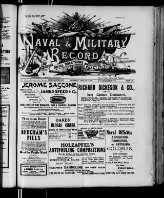 cover page of Naval & Military Record and Royal Dockyards Gazette published on February 2, 1910