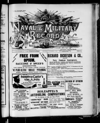 cover page of Naval & Military Record and Royal Dockyards Gazette published on November 2, 1910