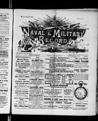 cover page of Naval & Military Record and Royal Dockyards Gazette published on September 17, 1919