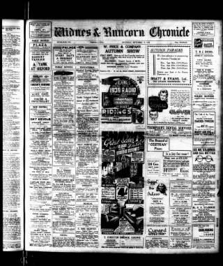 cover page of Widnes & Runcorn Chronicle published on September 17, 1938