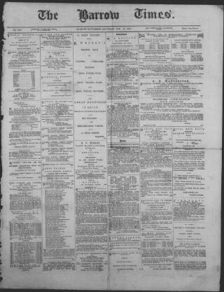cover page of Barrow Times published on February 26, 1881