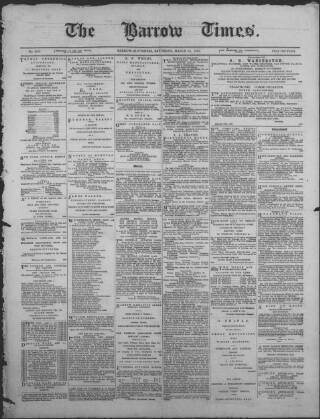 cover page of Barrow Times published on March 19, 1881