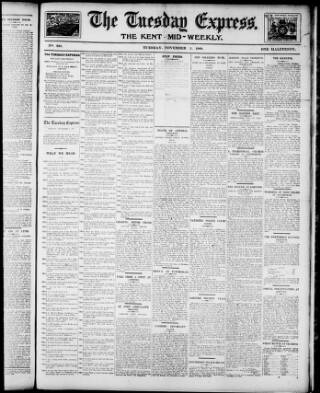 cover page of Tuesday Express published on November 2, 1909