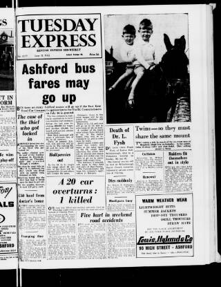 cover page of Tuesday Express published on June 18, 1963