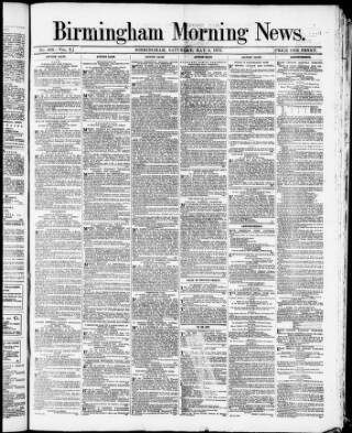 cover page of Birmingham Morning News published on May 4, 1872