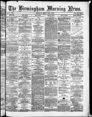 cover page of Birmingham Morning News published on June 18, 1875