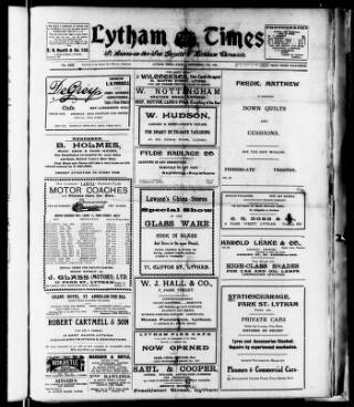 cover page of Lytham Times published on September 17, 1920