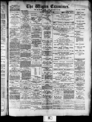 cover page of Wigan Examiner published on September 17, 1898