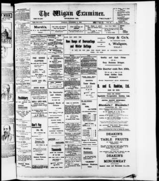 cover page of Wigan Examiner published on November 2, 1909