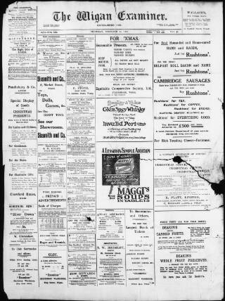 cover page of Wigan Examiner published on December 14, 1911