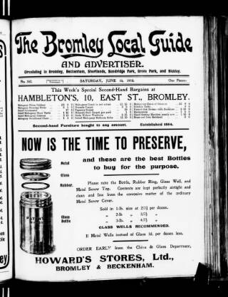 cover page of Bromley Local Guide and Advertiser published on June 18, 1910