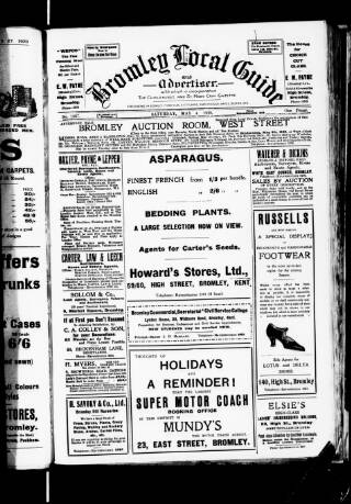 cover page of Bromley Local Guide and Advertiser published on May 4, 1929
