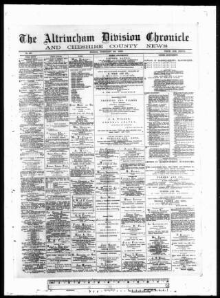 cover page of Altrincham Chronicle published on February 22, 1889