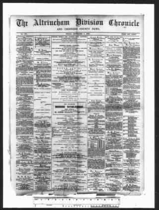 cover page of Altrincham Chronicle published on September 5, 1890