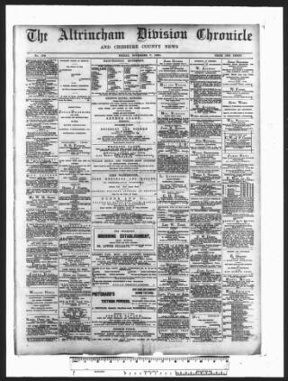 cover page of Altrincham Chronicle published on November 7, 1890