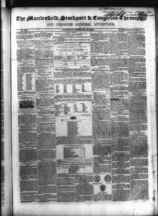 cover page of Macclesfield, Stockport, & Congleton Chronicle published on February 12, 1848