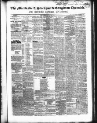 cover page of Macclesfield, Stockport, & Congleton Chronicle published on June 24, 1848
