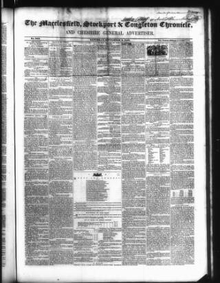 cover page of Macclesfield, Stockport, & Congleton Chronicle published on September 9, 1848