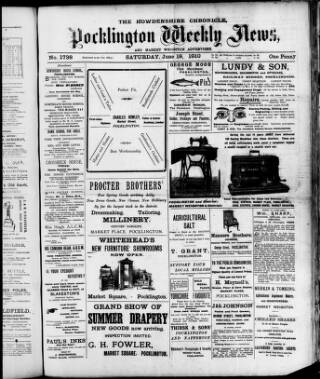 cover page of Howdenshire Chronicle published on June 18, 1910