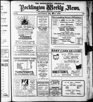 cover page of Howdenshire Chronicle published on May 4, 1929