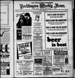 cover page of Howdenshire Chronicle published on February 2, 1935