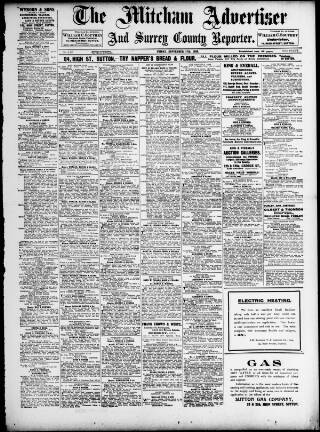 cover page of Mitcham Advertiser published on September 17, 1920