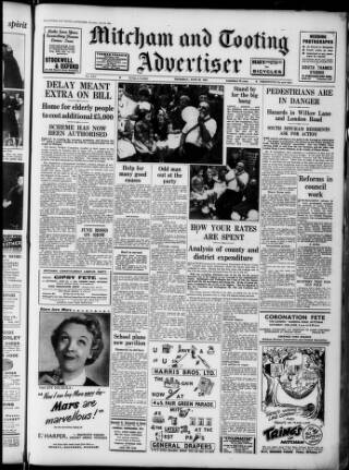 cover page of Mitcham Advertiser published on June 18, 1953