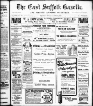cover page of East Suffolk Gazette published on June 18, 1918
