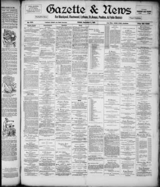 cover page of Blackpool Gazette published on November 2, 1894