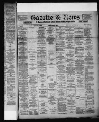 cover page of Blackpool Gazette published on June 18, 1895
