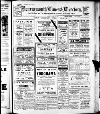 cover page of Bournemouth Times and Directory published on June 18, 1937
