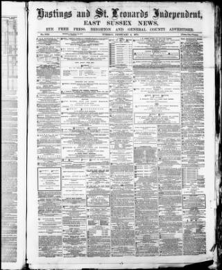 cover page of Hastings and Bexhill Independent published on February 2, 1875