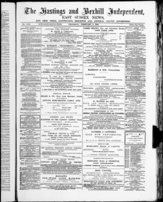cover page of Hastings and Bexhill Independent published on February 2, 1893