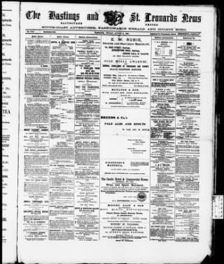 cover page of Hastings and St. Leonards News published on August 2, 1889