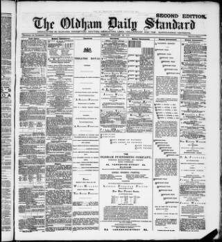 cover page of Oldham Daily Standard and Northern Times published on February 26, 1889
