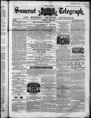 cover page of East Somerset Telegraph published on June 18, 1864