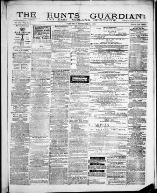 cover page of Hunts Guardian published on November 2, 1872
