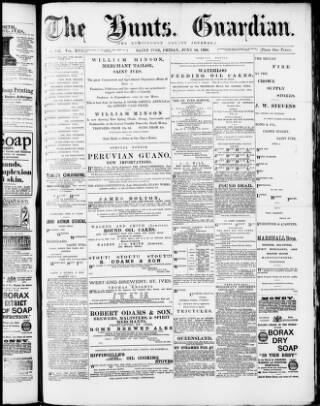 cover page of Hunts Guardian published on June 18, 1886
