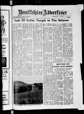 cover page of Banffshire Advertiser published on November 2, 1977