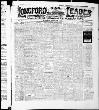 cover page of Longford Leader published on February 3, 1917