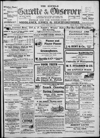 cover page of Enfield Gazette published on February 2, 1917