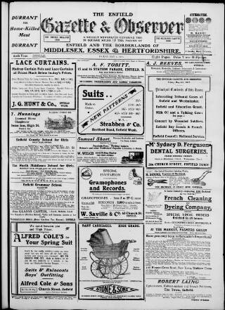 cover page of Enfield Gazette published on May 4, 1917