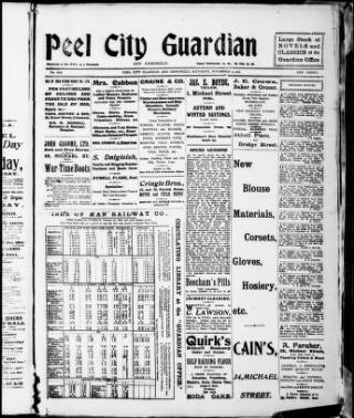 cover page of Peel City Guardian published on November 2, 1918