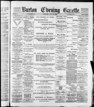 cover page of Burton Evening Gazette published on June 18, 1889