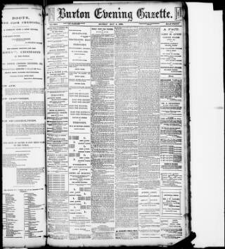 cover page of Burton Evening Gazette published on May 4, 1896