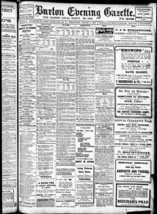 cover page of Burton Evening Gazette published on August 2, 1911