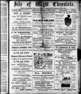 cover page of Isle of Wight Chronicle published on May 2, 1912