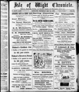cover page of Isle of Wight Chronicle published on May 23, 1912