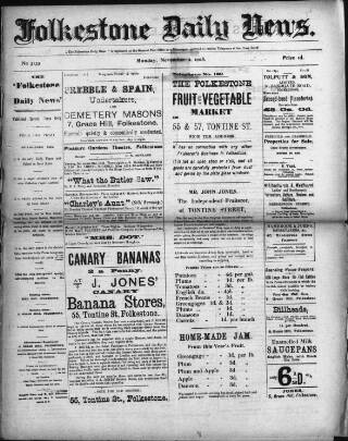 cover page of Folkestone Daily News published on November 2, 1908