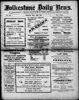 cover page of Folkestone Daily News published on May 2, 1914